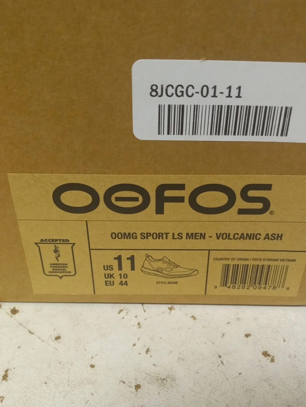 Oofos Oomg Sport LS Volcanic Ash Gray Shoes Lace Mens Sz 11